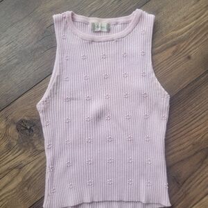 Altar'd State Pink Ribbed Daisy Tank Size Small